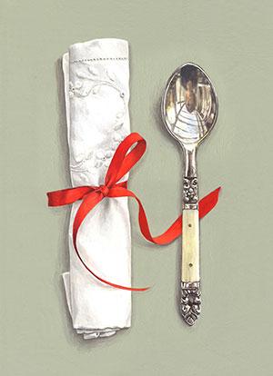 Rachel Ross Hybrid Gallery Pudding Spoon with Red Ribbon