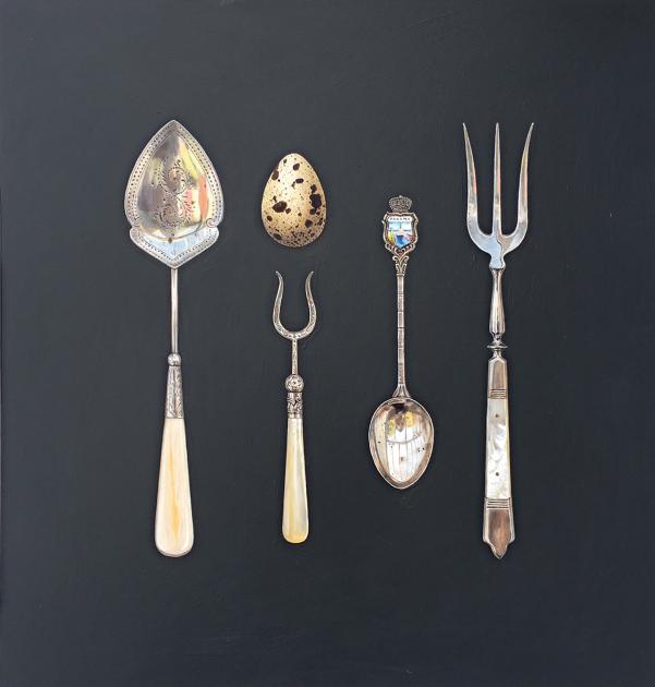 Hybrid Gallery Rachel Ross Quail's Egg with Fork and Spoon