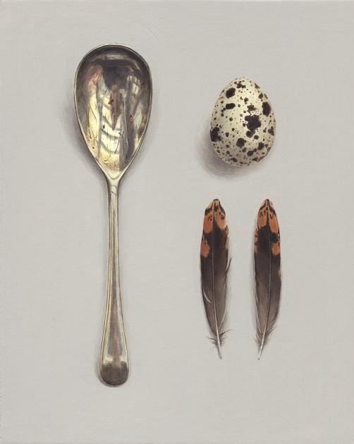 Hybrid Gallery Rachel Ross Goose Egg Spoon with Feather and Quail's Egg 