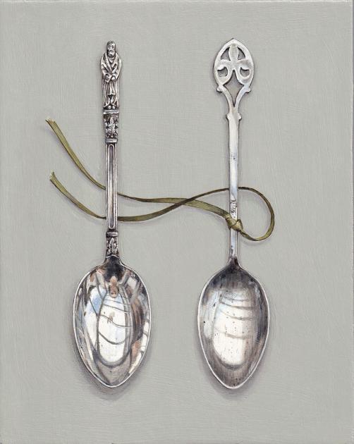 Hybrid Gallery Rachel Ross Two Spoons with Green Silk