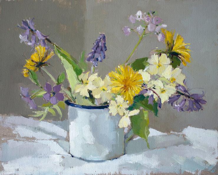 Hybrid Gallery Annie Waring Spring Flowers in Tin Mug