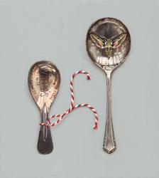 Caddy and Dessert Spoon with Hawkmoth