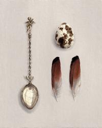 Hybrid Gallery Rachel Ross Cherub Spoon with Quail's Egg and Feathers